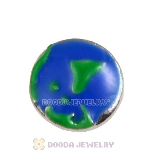 Platinum Plated Alloy Enamel Earth Floating Locket Charms Wholesale
