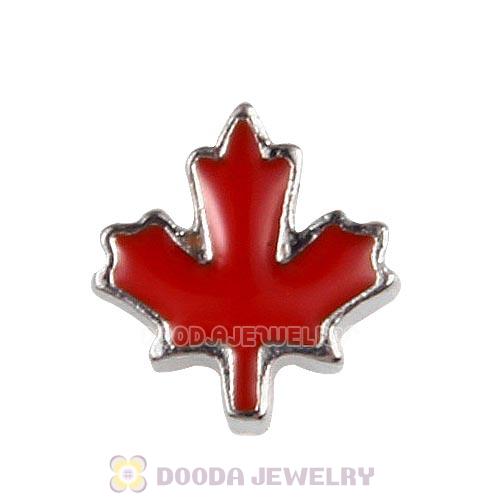 Platinum Plated Alloy Enamel Maple leaf Floating Locket Charms Wholesale