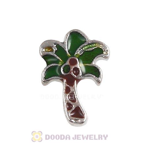 Platinum Plated Alloy Enamel Palm tree Floating Locket Charms Wholesale