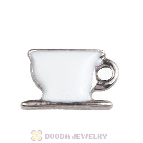 Platinum Plated Alloy Enamel Coffee cup Floating Locket Charms Wholesale