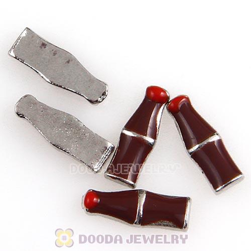 Platinum Plated Alloy Enamel Soda bottle Floating Locket Charms Wholesale