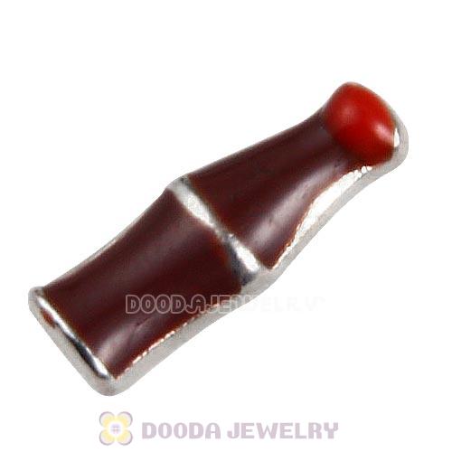 Platinum Plated Alloy Enamel Soda bottle Floating Locket Charms Wholesale