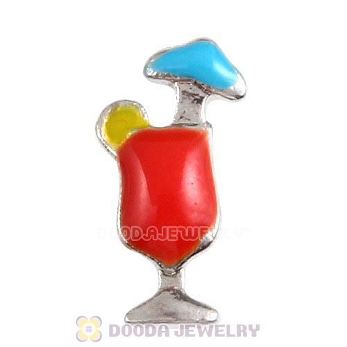 Platinum Plated Alloy Enamel Beverage Floating Locket Charms Wholesale