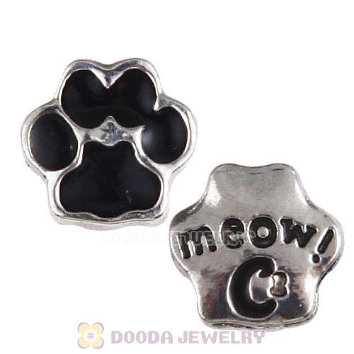 Platinum Plated Alloy Enamel Cat paw Floating Locket Charms Wholesale