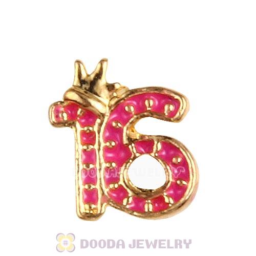 Gold Plated Alloy Enamel Sweet 16 Floating Locket Charms Wholesale
