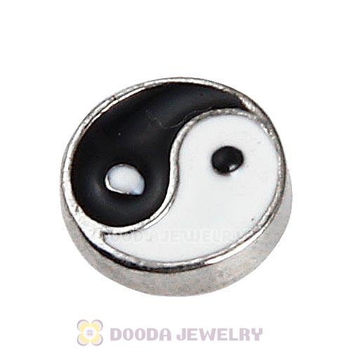 Platinum Plated Alloy Enamel Yin yang Floating Locket Charms Wholesale