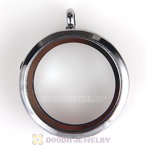 30mm Rhodium Plated Alloy Glass Floating Locket Pendant Wholesale