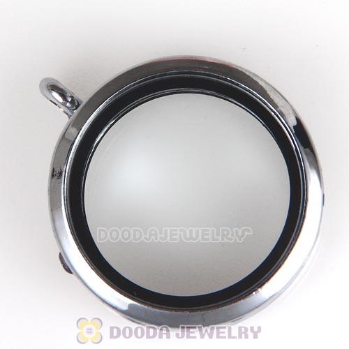 30mm Rhodium Plated Alloy Glass Floating Locket Pendant Wholesale