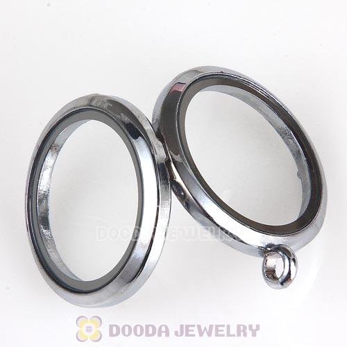 30mm Rhodium Plated Alloy Glass Floating Locket Pendant Wholesale