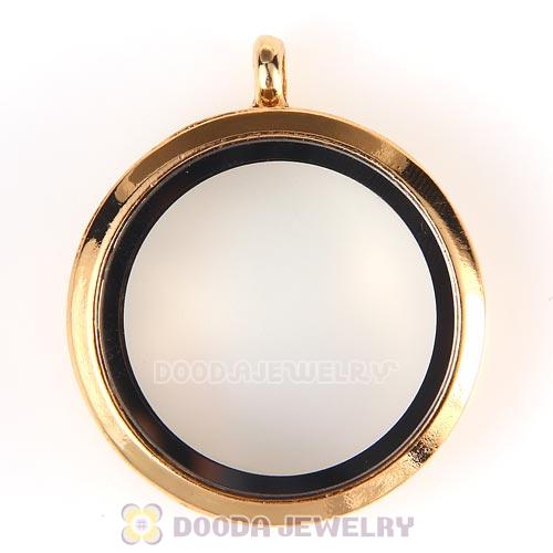 30mm KC Gold Plated Alloy Glass Floating Locket Pendant Wholesale