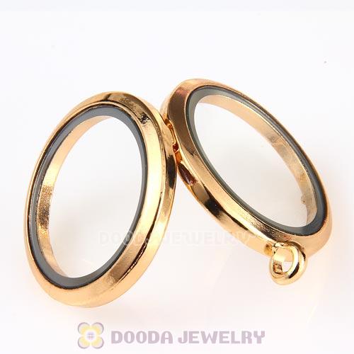 30mm KC Gold Plated Alloy Glass Floating Locket Pendant Wholesale