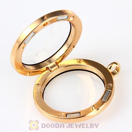 30mm KC Gold Plated Alloy Glass Floating Locket Pendant Wholesale