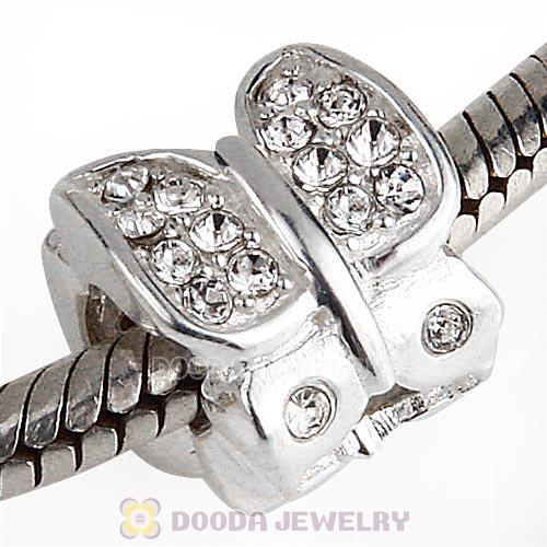 Sterling Silver Flutter Sky Bead with Clear Austrian Crystal