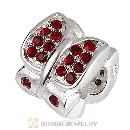 Sterling Silver Flutter Sky Bead with Siam Austrian Crystal