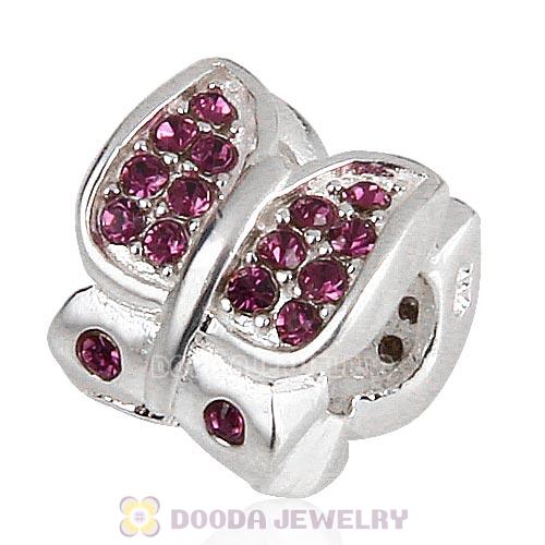 Sterling Silver Flutter Sky Bead with Amethyst Austrian Crystal