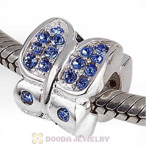Sterling Silver Flutter Sky Bead with Sapphire Austrian Crystal