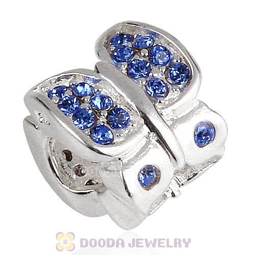 Sterling Silver Flutter Sky Bead with Sapphire Austrian Crystal