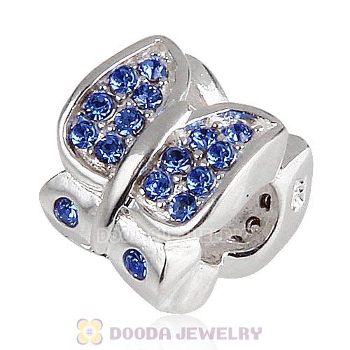 Sterling Silver Flutter Sky Bead with Sapphire Austrian Crystal