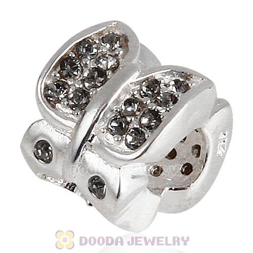 Sterling Silver Flutter Sky Bead with Black Diamond Austrian Crystal