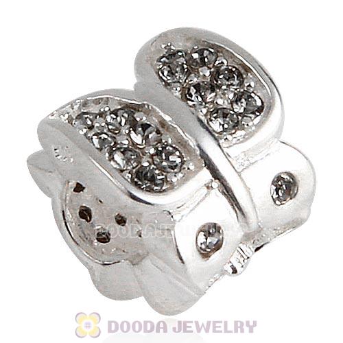 Sterling Silver Flutter Sky Bead with Black Diamond Austrian Crystal