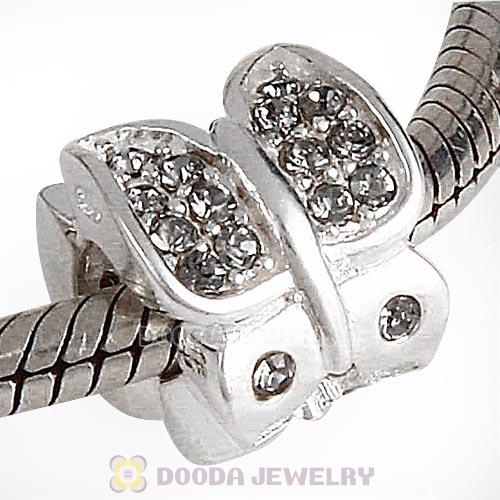 Sterling Silver Flutter Sky Bead with Black Diamond Austrian Crystal