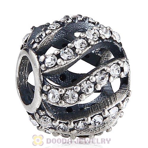 Sterling Silver Winter Wisp Bead with Clear Austrian Crystal