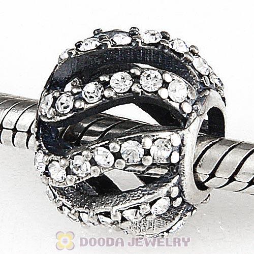 Sterling Silver Winter Wisp Bead with Clear Austrian Crystal
