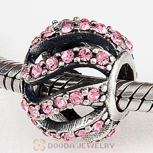 Sterling Silver Winter Wisp Bead with Light Rose Austrian Crystal