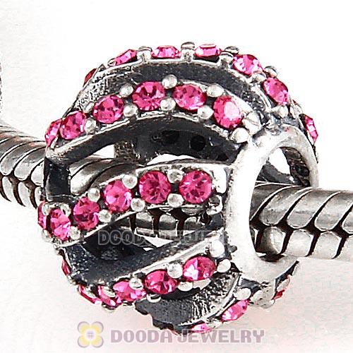 Sterling Silver Winter Wisp Bead with Rose Austrian Crystal