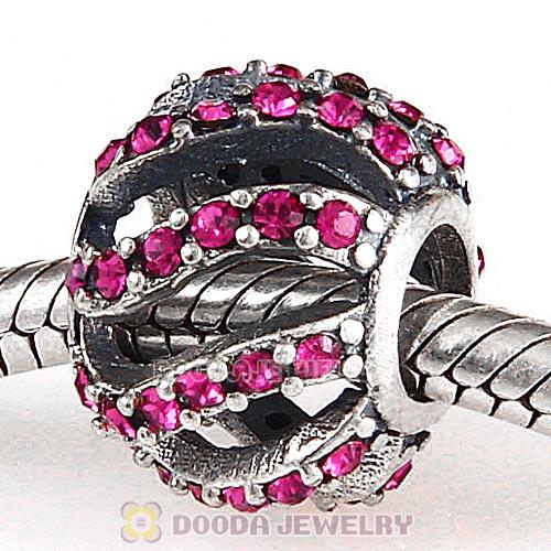 Sterling Silver Winter Wisp Bead with Fuchsia Austrian Crystal