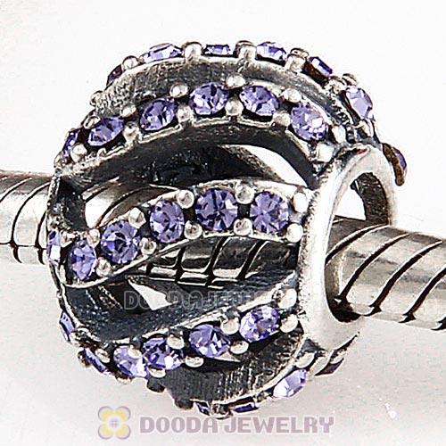 Sterling Silver Winter Wisp Bead with Tanzanite Austrian Crystal