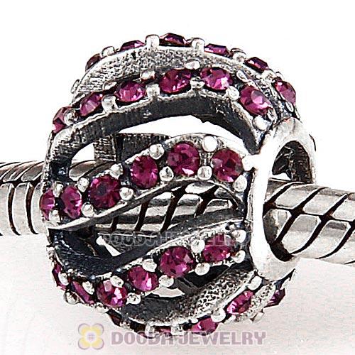 Sterling Silver Winter Wisp Bead with Amethyst Austrian Crystal