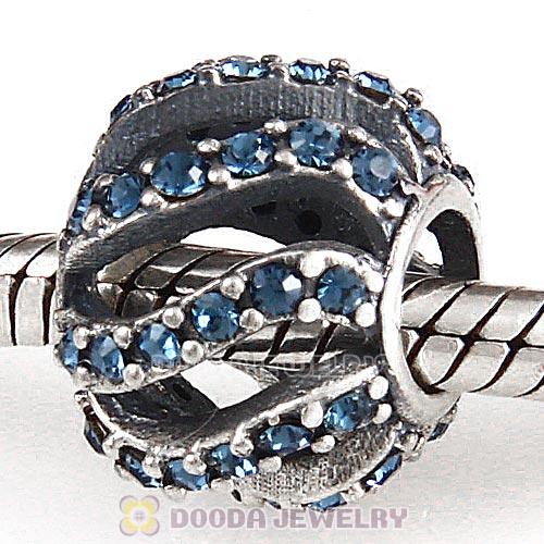 Sterling Silver Winter Wisp Bead with Montana Austrian Crystal