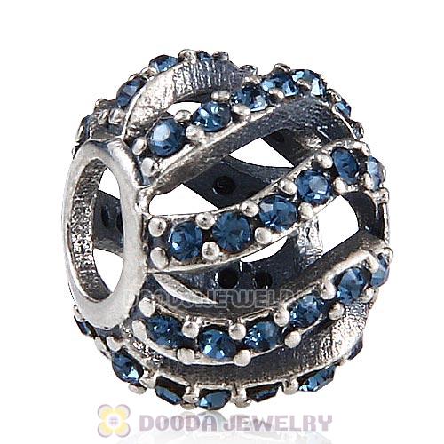 Sterling Silver Winter Wisp Bead with Montana Austrian Crystal