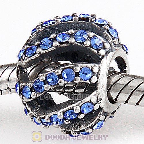 Sterling Silver Winter Wisp Bead with Sapphire Austrian Crystal