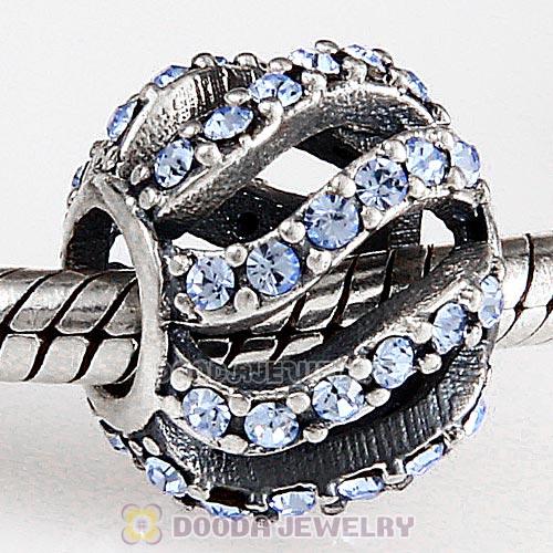 Sterling Silver Winter Wisp Bead with Light Sapphire Austrian Crystal