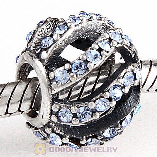 Sterling Silver Winter Wisp Bead with Aquamarine Austrian Crystal