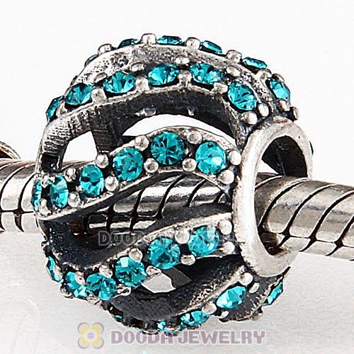 Sterling Silver Winter Wisp Bead with Blue Zircon Austrian Crystal