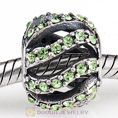Sterling Silver Winter Wisp Bead with Peridot Austrian Crystal