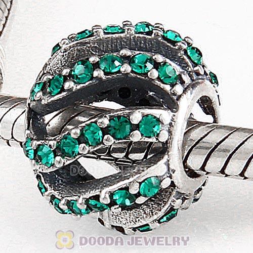 Sterling Silver Winter Wisp Bead with Emerald Austrian Crystal