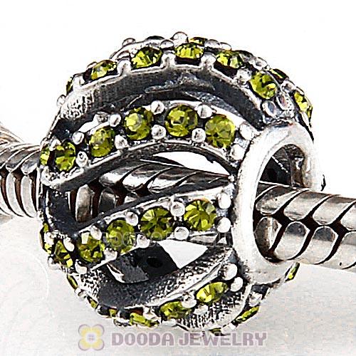 Sterling Silver Winter Wisp Bead with Olivine Austrian Crystal