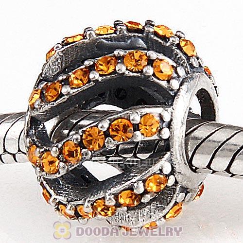 Sterling Silver Winter Wisp Bead with Topaz Austrian Crystal