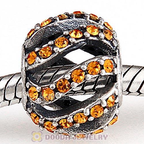 Sterling Silver Winter Wisp Bead with Topaz Austrian Crystal