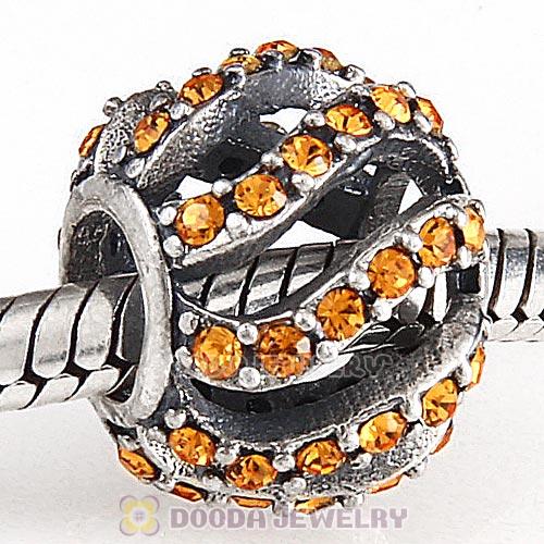 Sterling Silver Winter Wisp Bead with Topaz Austrian Crystal