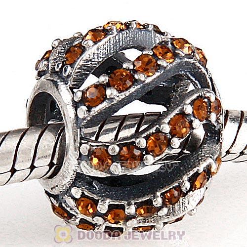 Sterling Silver Winter Wisp Bead with Smoked Topaz Austrian Crystal
