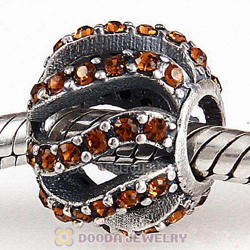Sterling Silver Winter Wisp Bead with Smoked Topaz Austrian Crystal