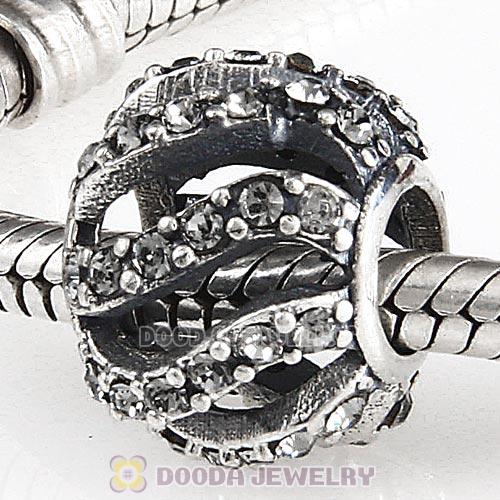 Sterling Silver Winter Wisp Bead with Black Diamond Austrian Crystal