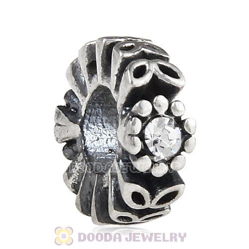 Sterling Silver Twice as Nice Spacer Bead with Clear Austrian Crystal