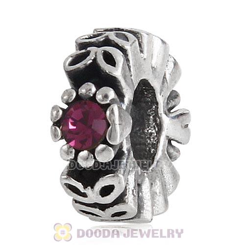 Sterling Silver Twice as Nice Spacer Bead with Amethyst Austrian Crystal