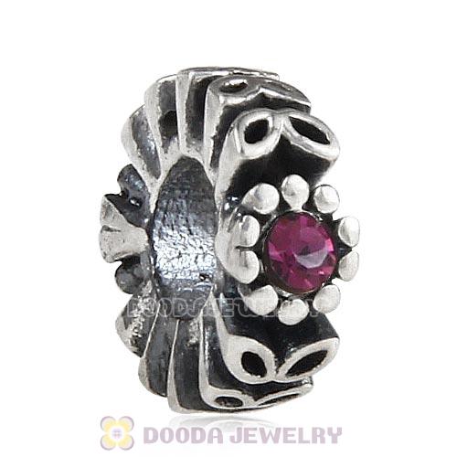 Sterling Silver Twice as Nice Spacer Bead with Amethyst Austrian Crystal